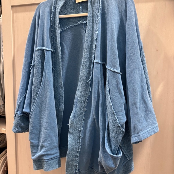 Free People We the Free Deep Pockets Cardi Lakeshore Blue size XS - Picture 2 of 6